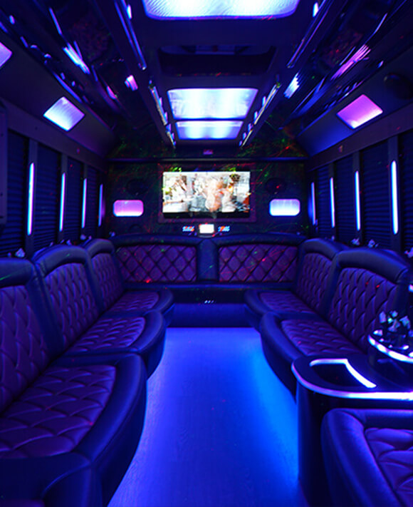glamorous party bus lounge