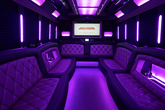 large party bus interior