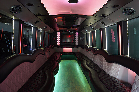 large party bus interior