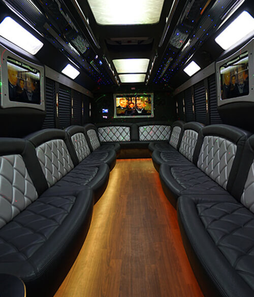 limo bus with neon lighting
