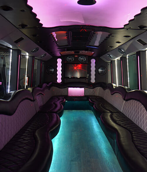comfortable limo bus seating