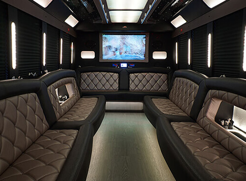 28 passenger party bus interior