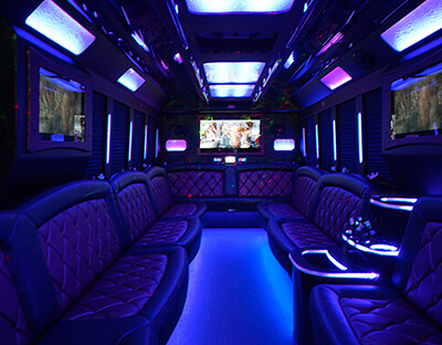 comfortable party bus seating